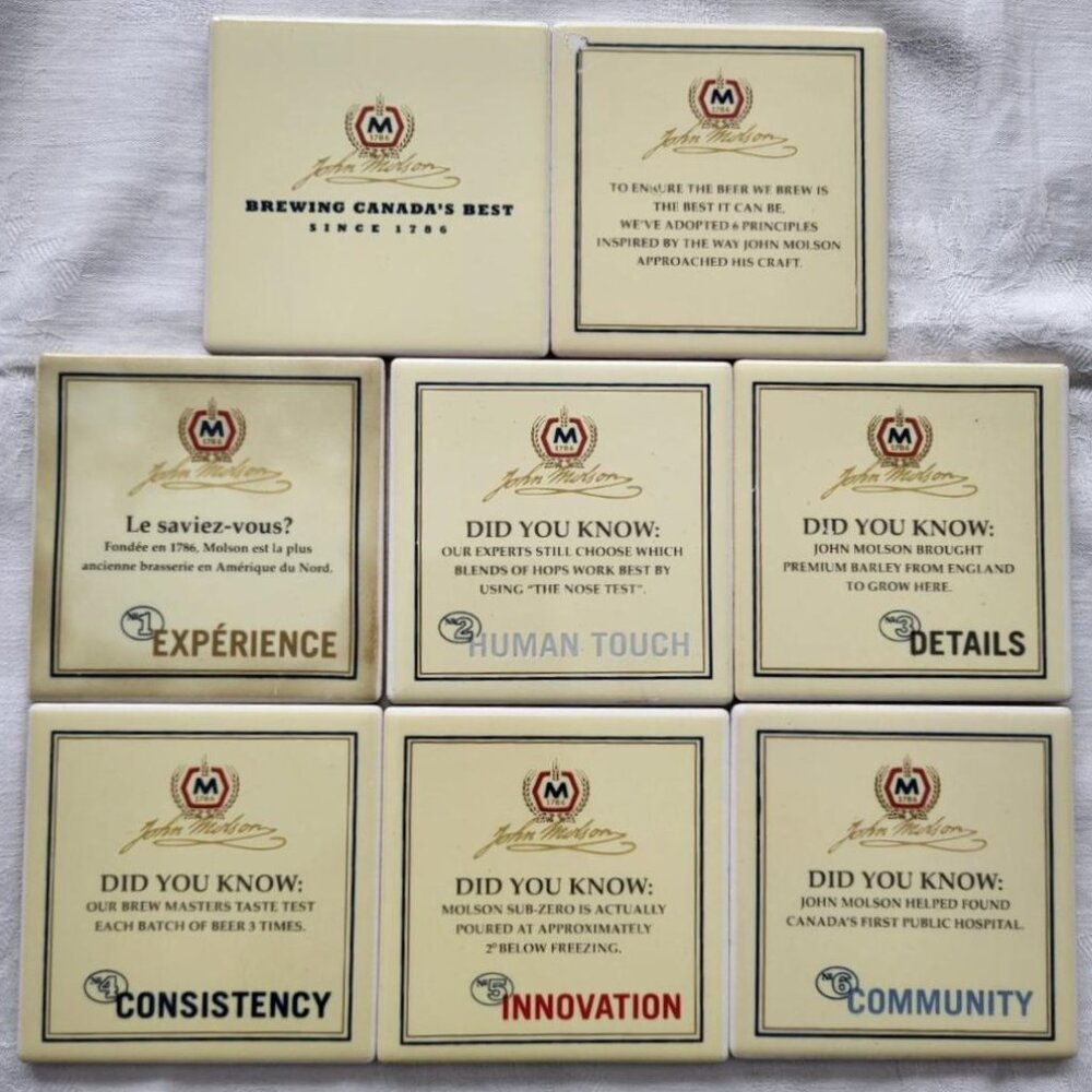 Set of 8 Coasters - John Molson's Principles